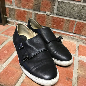 Frye Monk Strap Black Leather Shoes